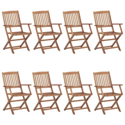 Sedie da Giardino Pieghevoli 8 pz con Cuscini Massello Acacia 3074991