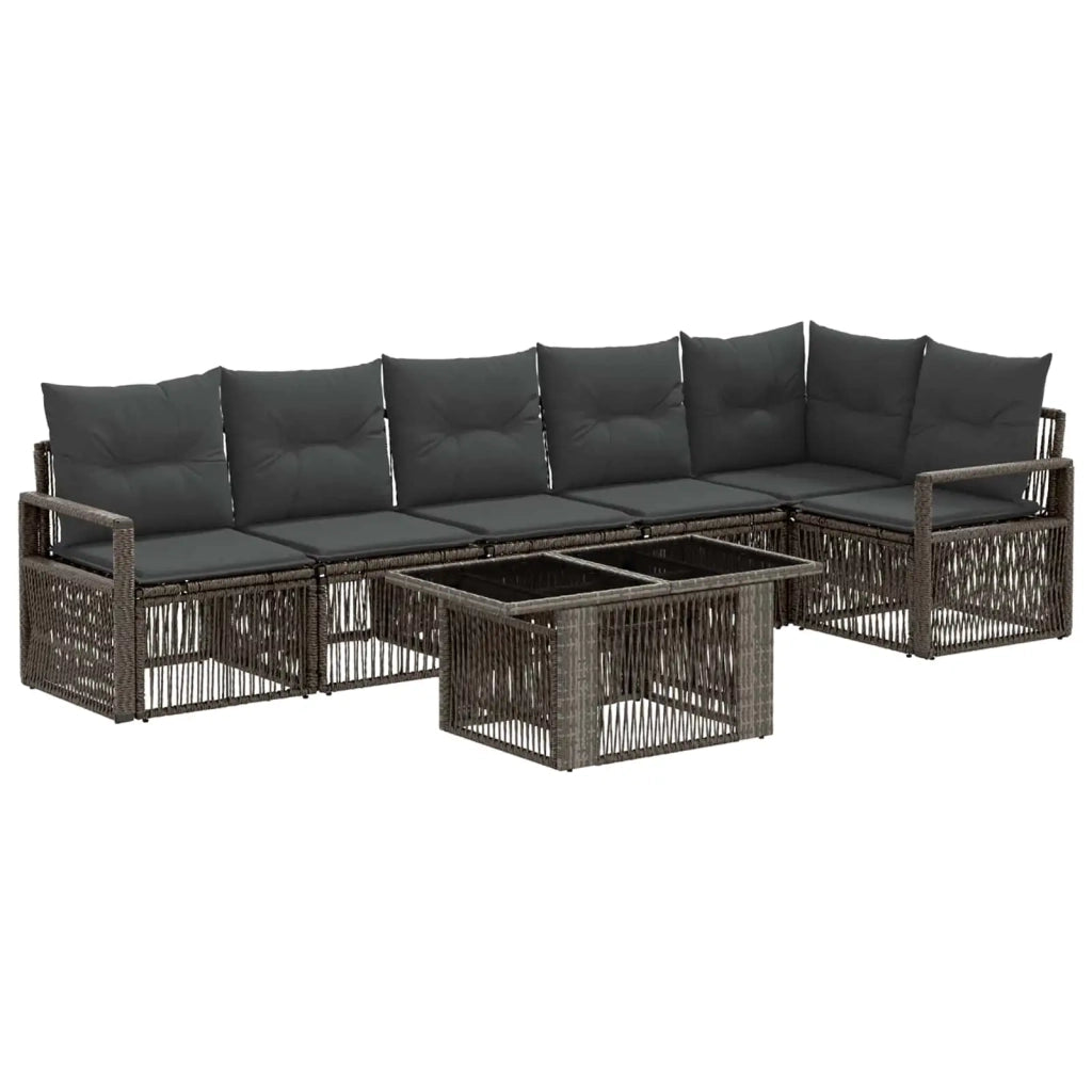 Set Divano da Giardino 7 pz Grigio e Grigio Scuro polyrattan 3437099