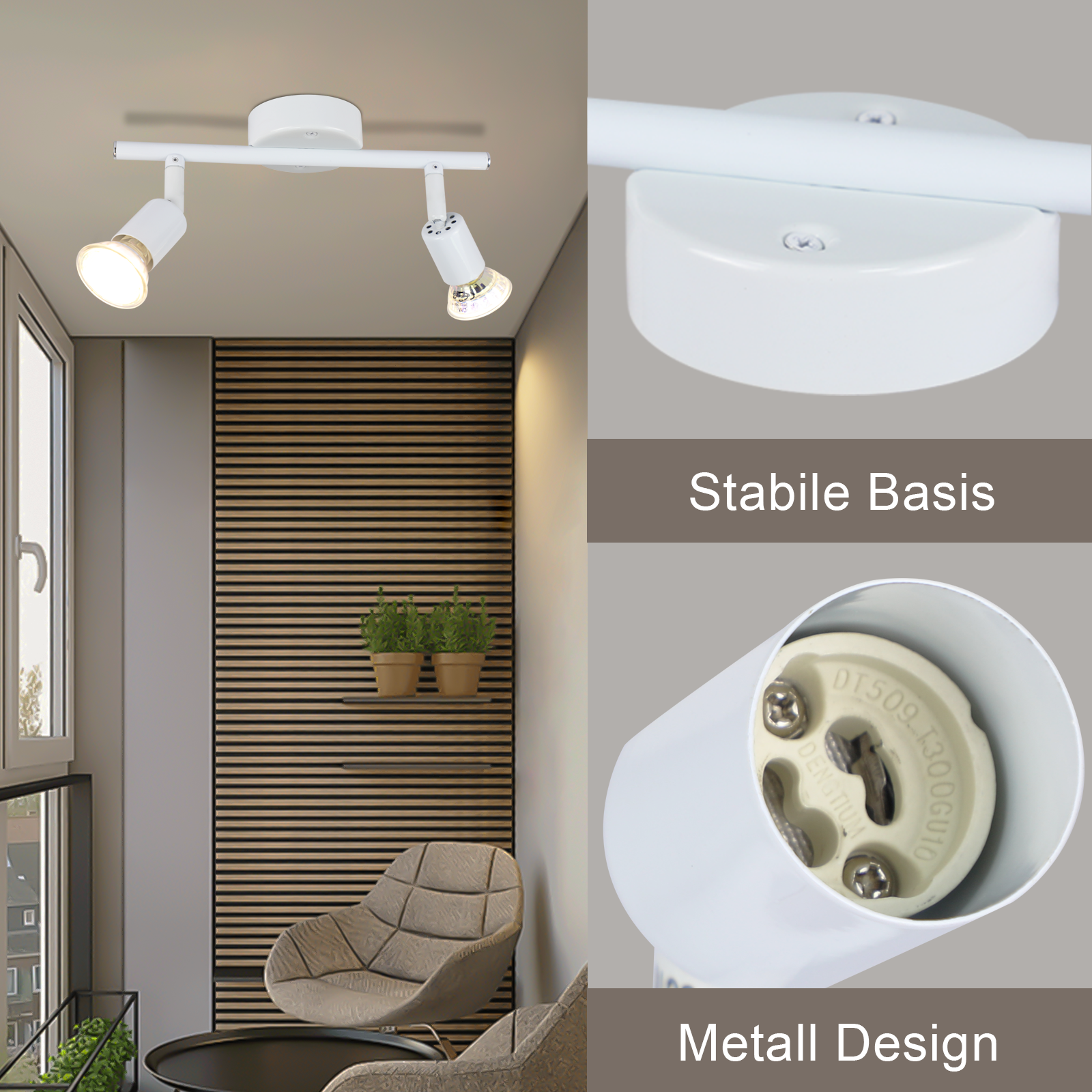ZMH Faretto da soffitto 2 fiamme GU10 moderni per corridoio con lampadine incluse