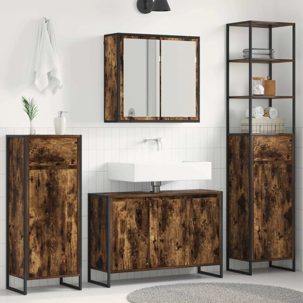 Set di mobili per il bagno Rovere fumé Legno multistrato 3403048