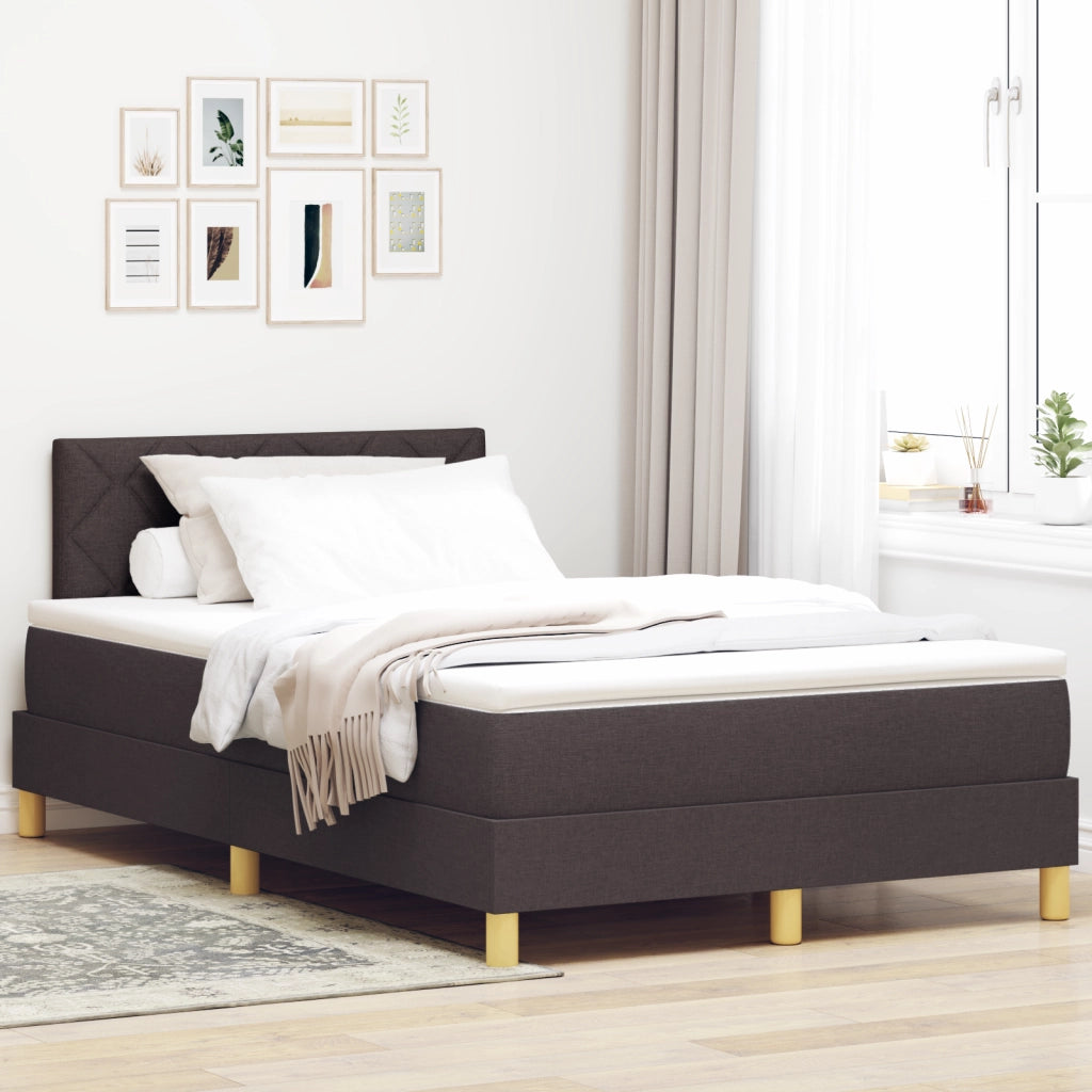 Letto a Molle con Materasso & LED Marrone Scuro 120x200 cm Tessuto