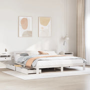 Giroletto senza Materasso-Struttura Letto Bianco 200x200 cm Legno Massello Pino 777133