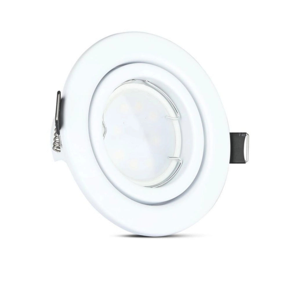 3 PZ Faretti LED Incasso Rotondo Orientabile 5W Carcassa Bianco 6400K Freddo con Lampada GU10 Sostituibile SKU 8883