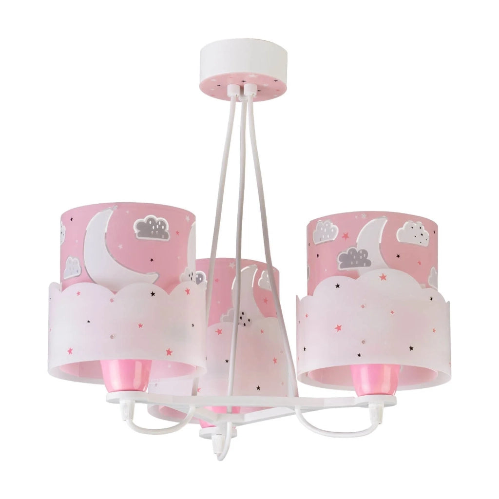 LÚZETE - LÁMPARA INFANTIL 3 LUCES NEW MOON E27 ROSA