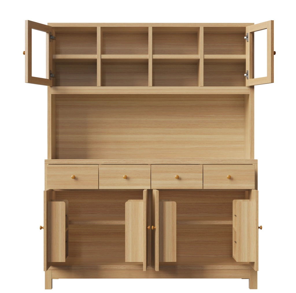 Credenza alta 140x38.5x180 cm con LED RGB controllato da app in MDF e metallo naturale