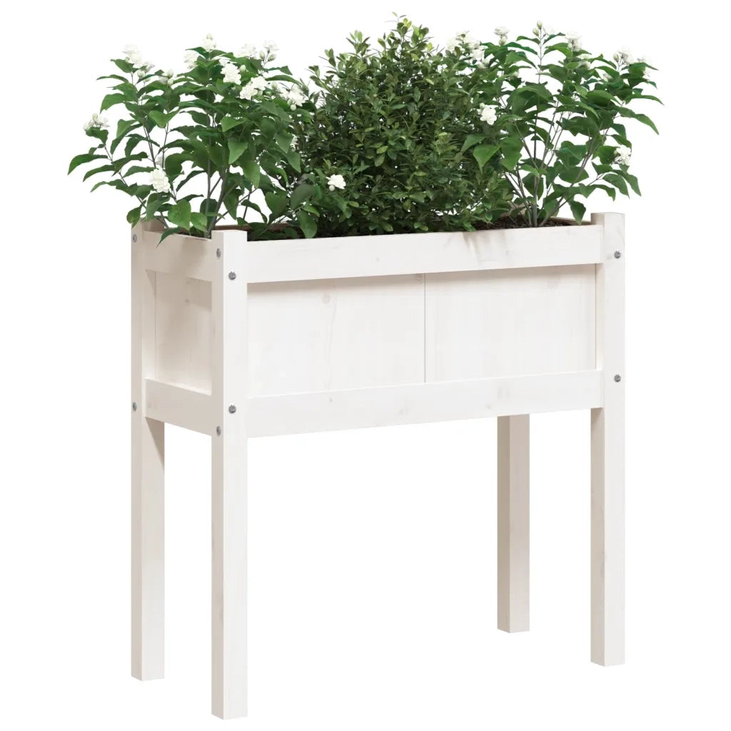 Fioriera da Giardino con Gambe Bianca 70x31x70 cm Massello Pino 837556