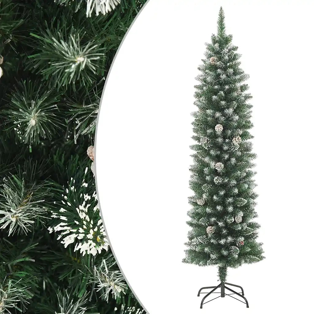 Albero di Natale Artificiale Sottile con Base 180 cm PVC