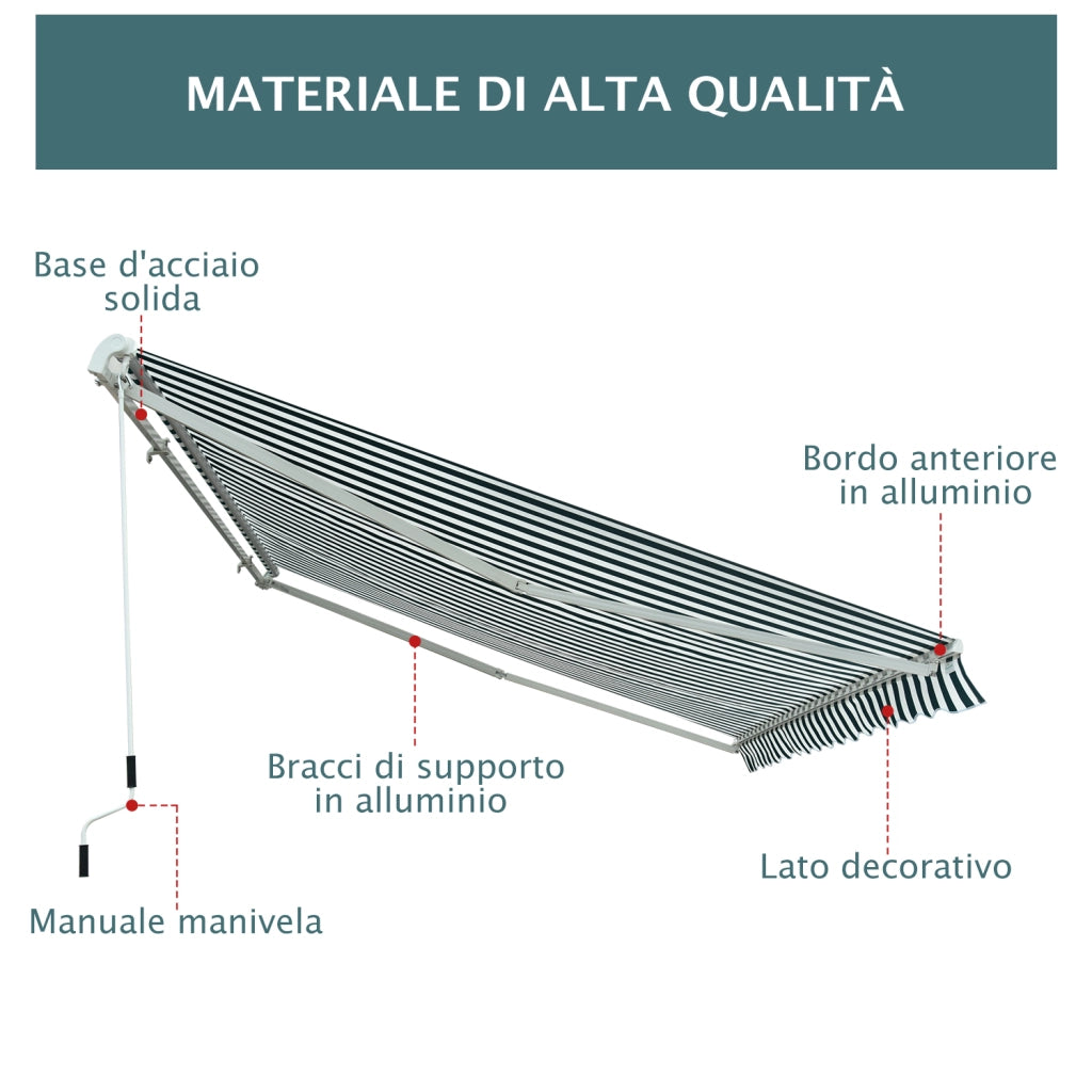 Tenda da sole a bracci per esterno ¨C zephmum ¨C verde e bianco 295x250cm