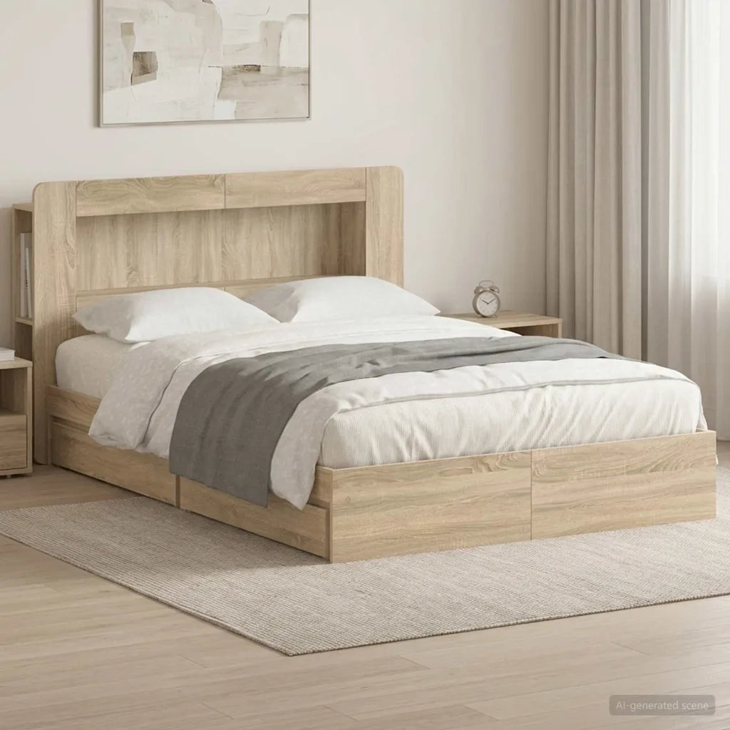 Telaio del letto con storage Rovere Sonoma 150 x 200 cm