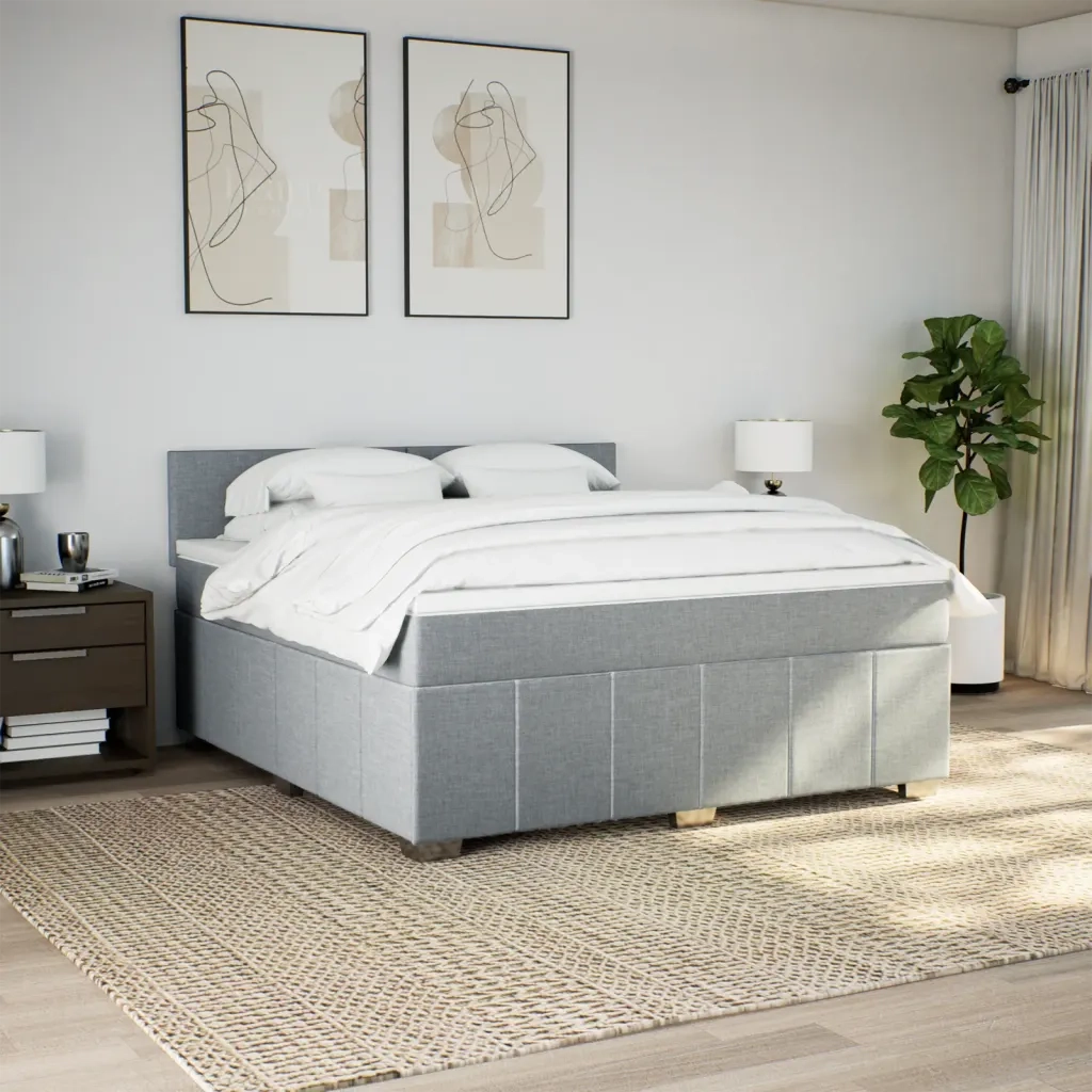 Giroletto a Molle con Materasso Grigio Chiaro180x200 cm Tessuto