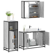 Set Mobili da Bagno 3 pz Grigio Sonoma in Legno Multistrato