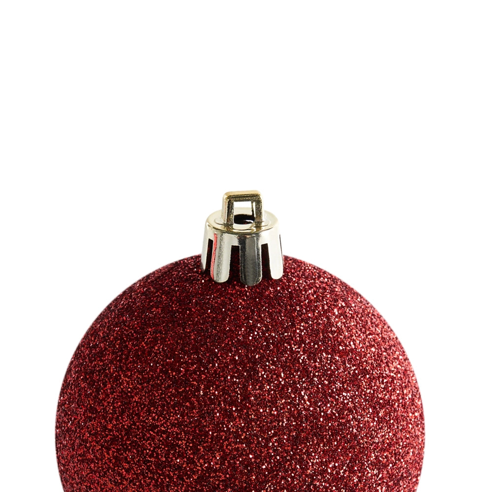 Set di 60 palline di Natale in plastica Decorazioni da appendere all'albero di Natale Stile tradizionale Glitter rosso