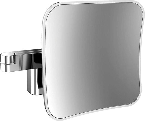 Specchio di cosmetica e rasatura a doppia braccio di cardano - specchio quadrato di trucco con illuminazione per installazione a parete - specchio ingrandente regolabile (5 volte) - prodotti da bagno specchio per parete