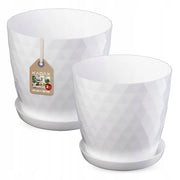 Vaso da fiori KADAX, coprivaso, 25+30 cm, supporto per fiori, plastica bianca, 2 pezzi.