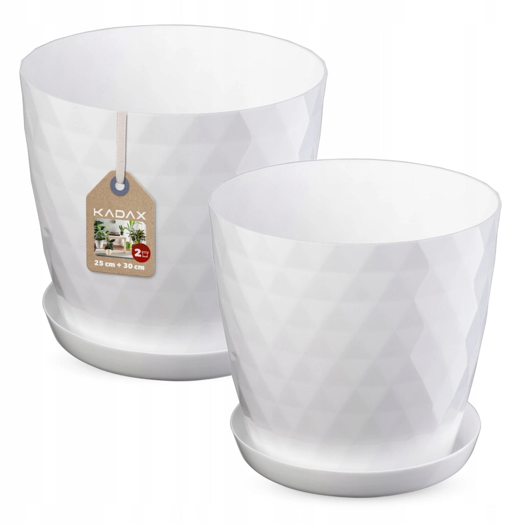 Vaso da fiori KADAX, coprivaso, 25+30 cm, supporto per fiori, plastica bianca, 2 pezzi.