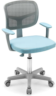 Sedia per Scrivania per Bambini, Sedia per Computer per Bambini con Altezza Regolabile, Ruote con Freni, Sedile Girevole a Rete, Sedia Ergonomica per Bambini 3-10 Anni (Blu)