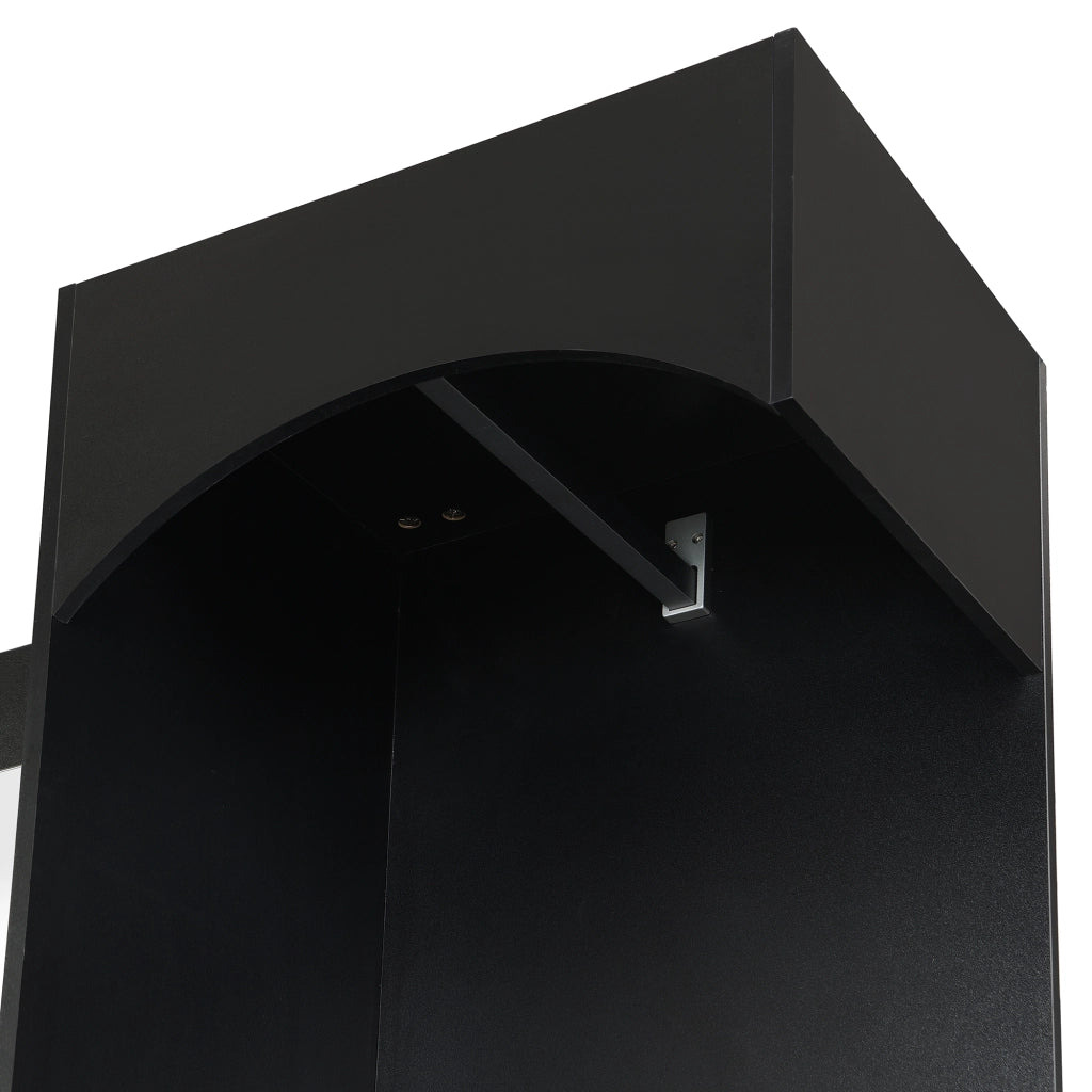 Mobile da Ingresso con Appendiabiti, Scarpiera, Specchio e Panca, Ripiani Regolabili, in MDF nero