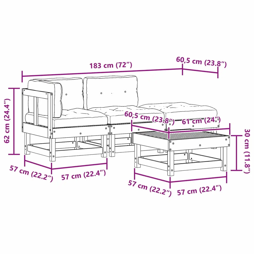 Set Lounge da Giardino 4 pcs Marrone Cerato