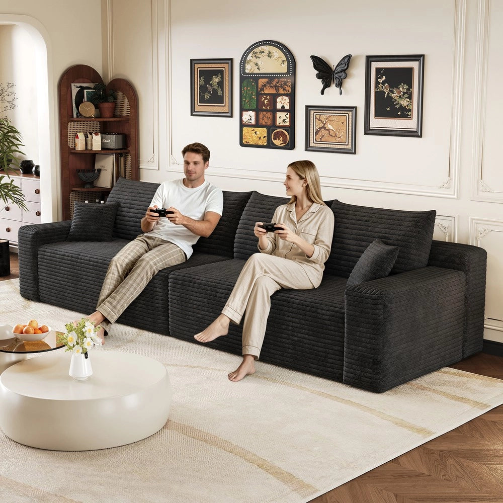 Divano letto in velluto nero ¨C Minimal ¨C 302 cm