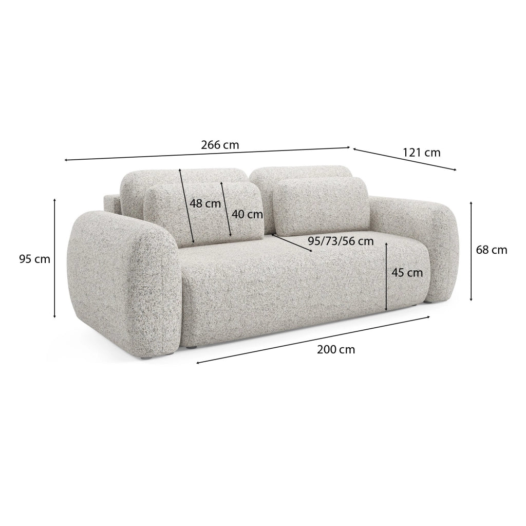 Sessame, Divano Letto 3 Posti Contenitore, 266x121 cm Beige Chiaro