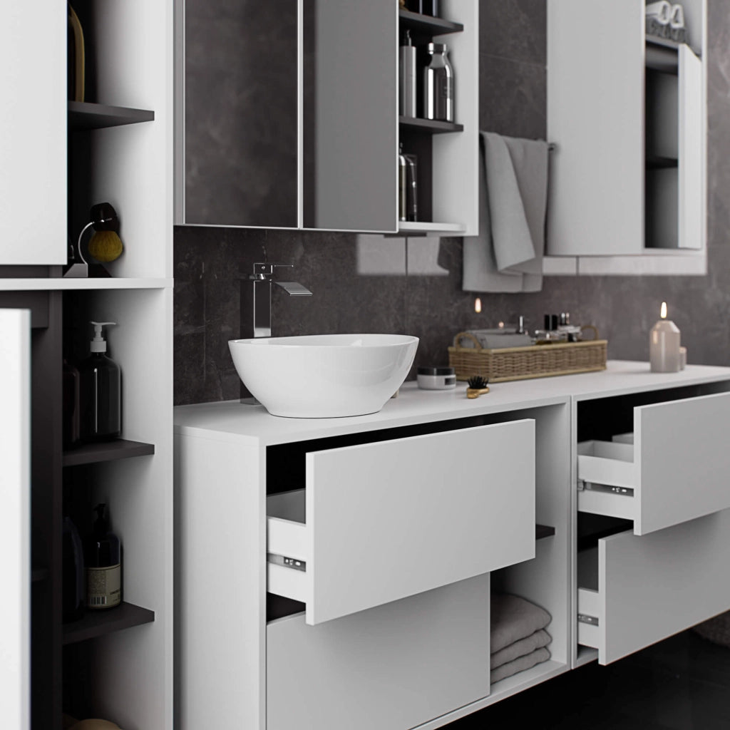 Colonna bagno sospesa VAMI Bianco, Grigio Grafite 50 cm 2 ante 50x30x170 cm