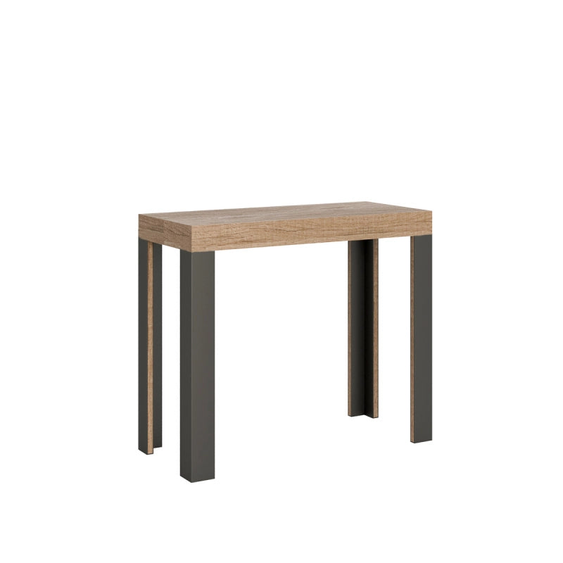 Consolle allungabile 90x40/196 cm Linea Small telaio Antracite - Quercia Natura