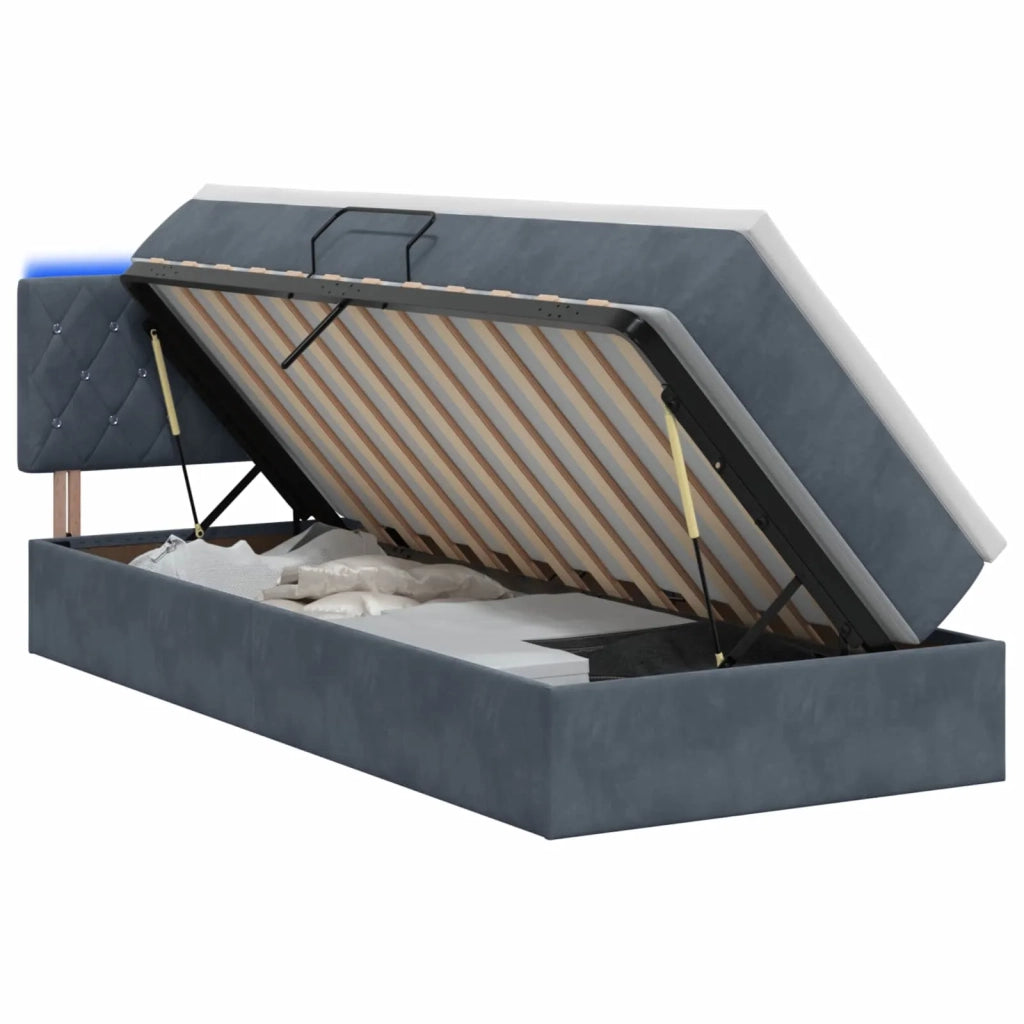 Letto con contenitore LED e materasso Grigio Scuro 100 x 200 cm 3459169