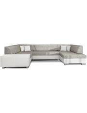 Divano panoramico a U Grigio & Bianco convertibile 6 posti HAVANA con letto 125x280cm