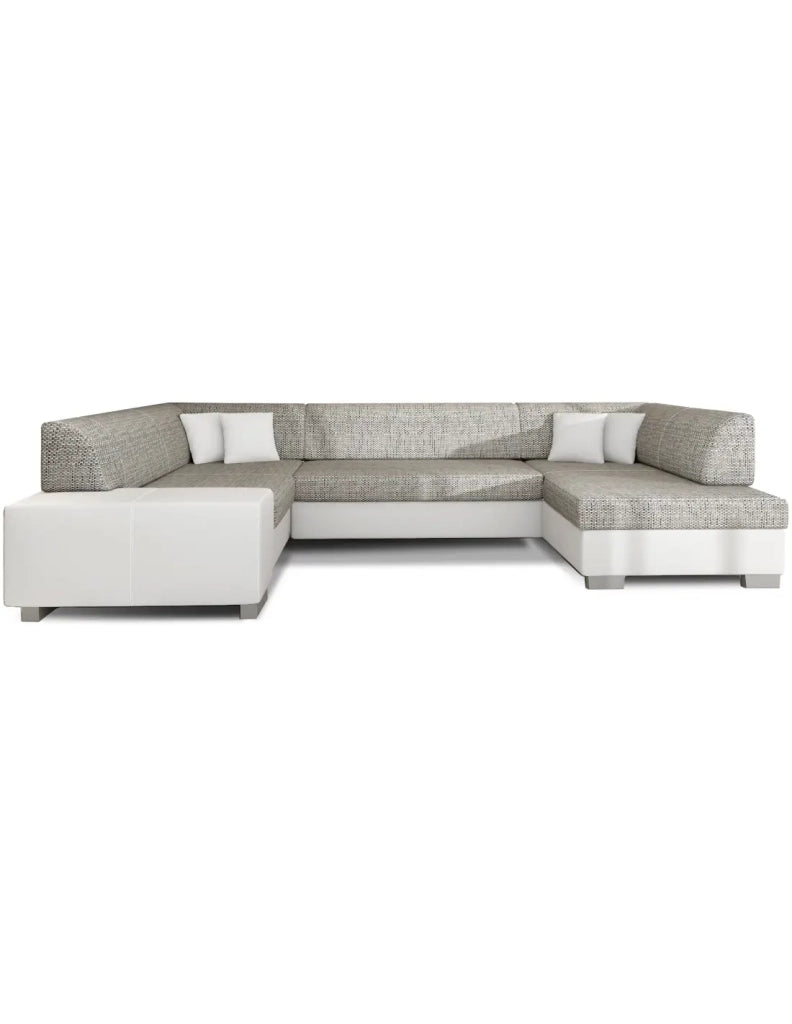 Divano panoramico a U Grigio & Bianco convertibile 6 posti HAVANA con letto 125x280cm