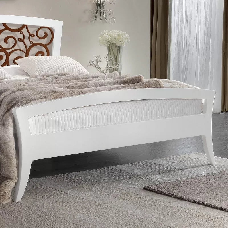 Letto shabby traforato legno bicolore bianco noce 184x210x120 - Mobili 2G