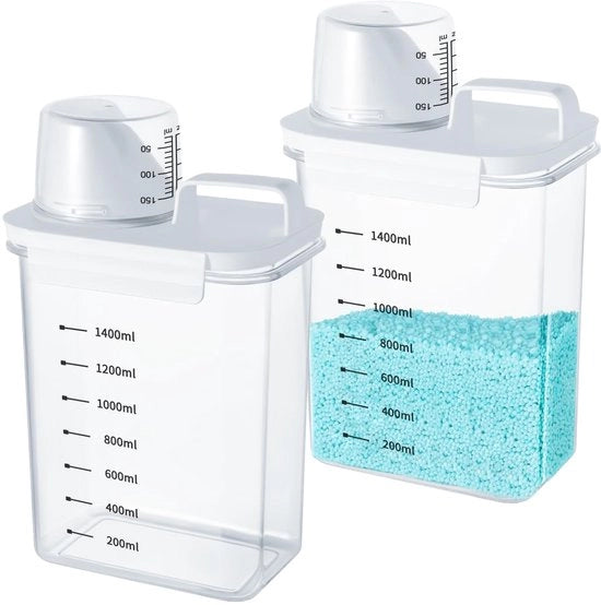 Due contenitori 1800 ml dispensatore di detersivo con misurino, contenitore di conservazione detersivo, dispensatore di detersivo con misurino, contenitore per polvere detersiva, dispensatore di polvere detersiva