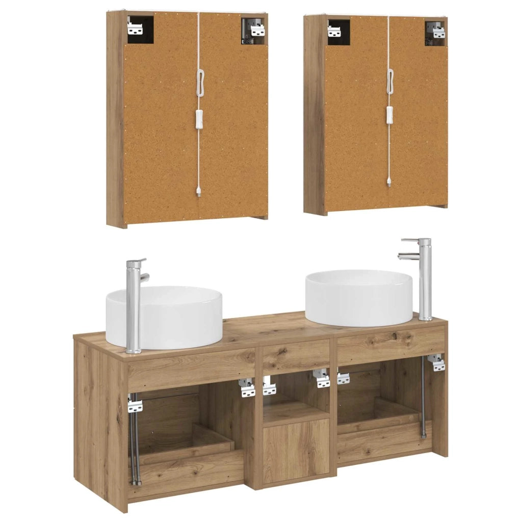 Set di mobili per il bagno 5 pcs Rovere Artigianale 3407094