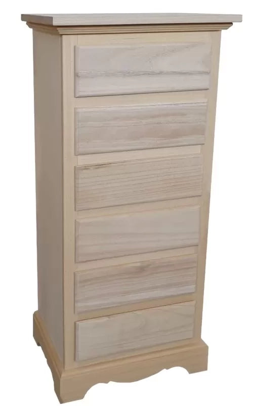 Cassettiera classica 6 cassetti in legno grezzo 50x35x105 - Mobili 2G