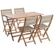 Set da pranzo da giardino Beige Tavolo in legno di acacia 120 x 60 cm 4 sedie da esterno