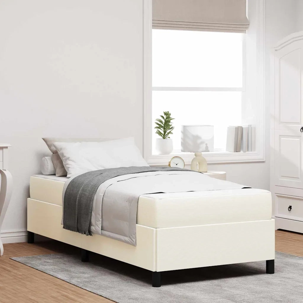 Struttura del letto con materasso Crema 90 x 200 cm Tessuto