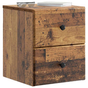 Comodino | Armadio da Notte | Mobiletto da notte a muro Legno antico 34,5 x 33 x 40 cm