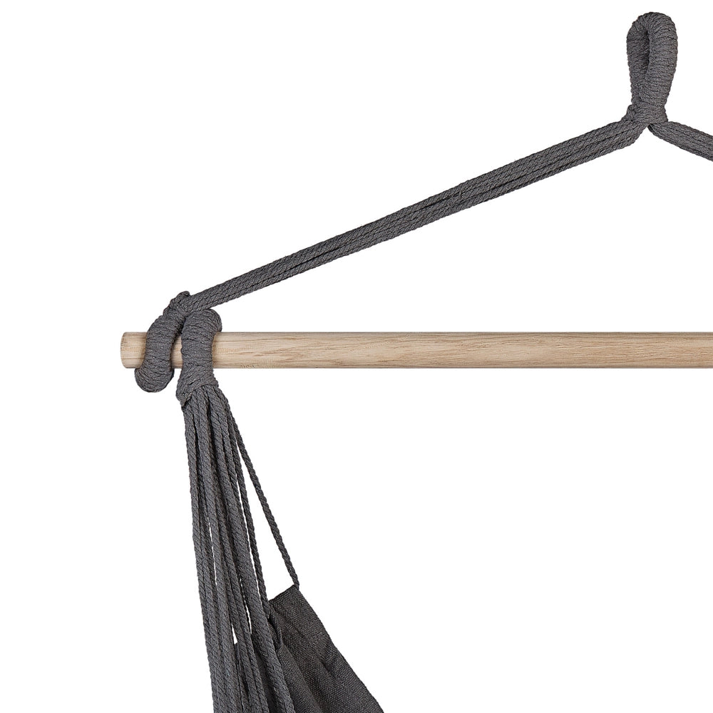 Sedia a dondolo sospesa in cotone grigio e poliestere altalena per interni ed esterni in stile boho