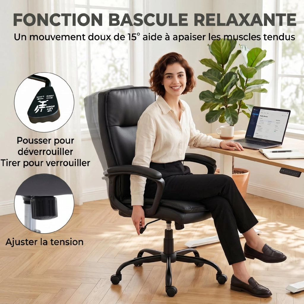 Sedia da ufficio ergonomica in similpelle reclinabile ¨C zephmum ¨C nero