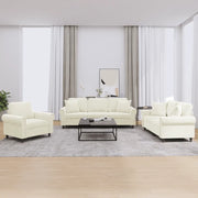 Set di Divani 3 pz con Cuscini Crema in Velluto 3202198