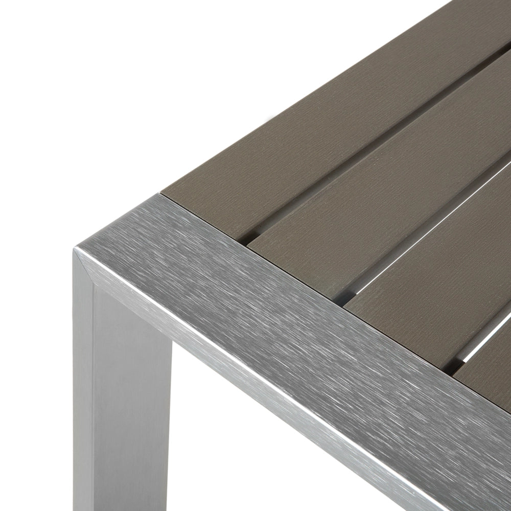 Tavolino da Esterno in Alluminio Grigio Scuro 90 x 50 cm Struttura in Metallo Piano Sintetico Moderno E Minimalista