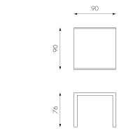 E-STYLO Tavolo allungabile con top in vetro temperato grigio e gambe in metallo grigio, 90cm X 90/163,5cm H. 76cm.