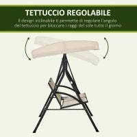 Dondolo a 2 Posti da Giardino con Tettuccio Regolabile, 140x118x162cm Beige