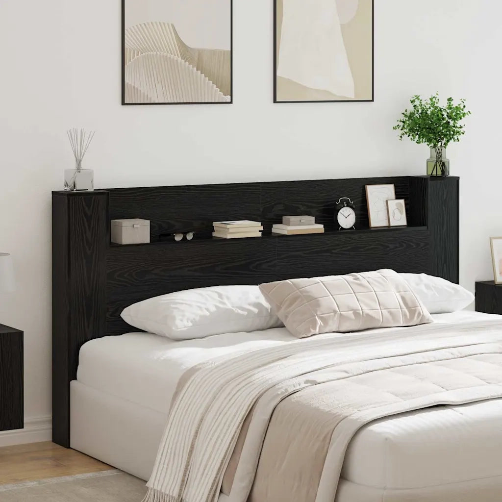 Testiera-Testata-Testiera Decorativa Rovere Nero 200 x 15 x 103,5 cm Legno multistrato 942360