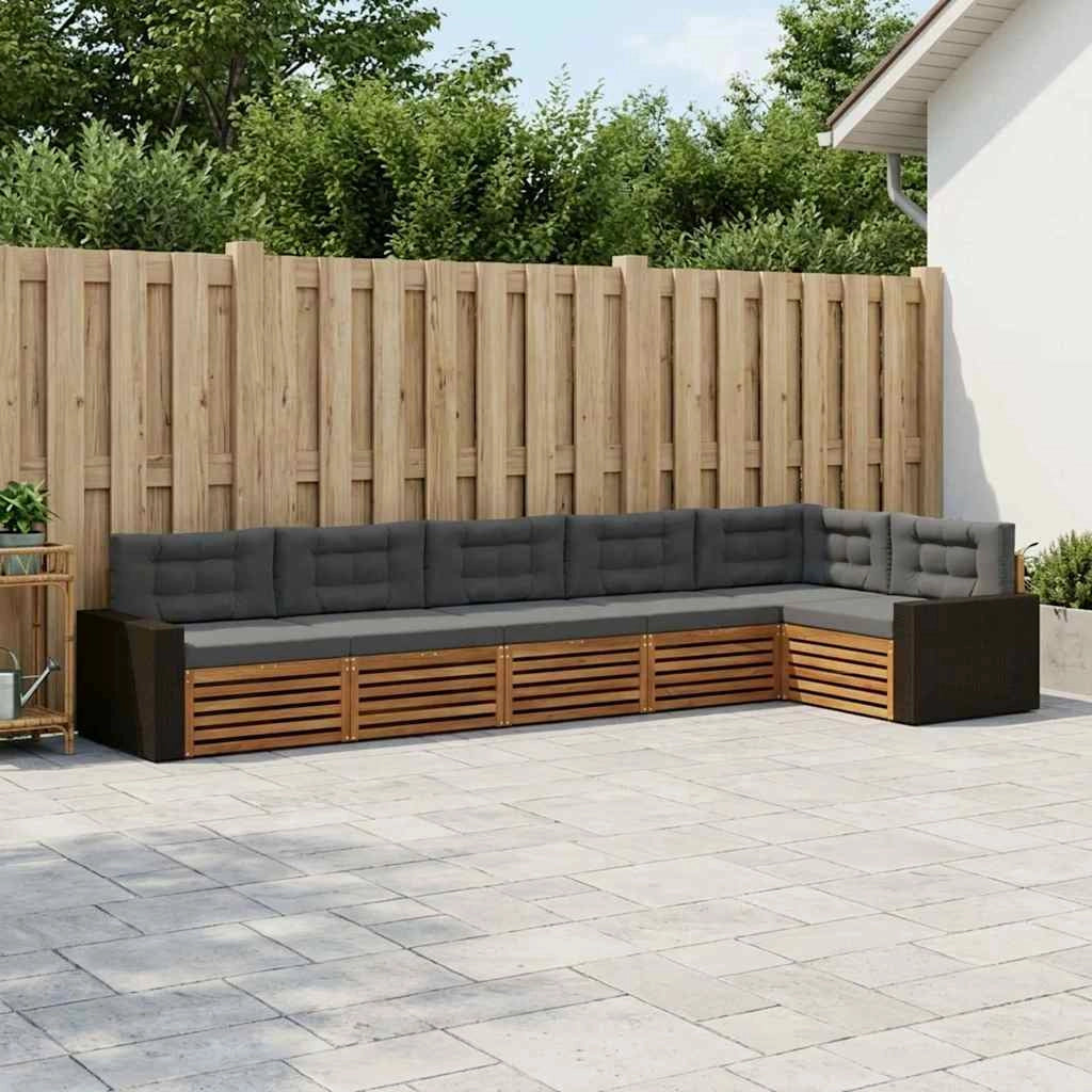 Set di divani da esterno 6 pz Naturale e Antracite Poliestere 3383425