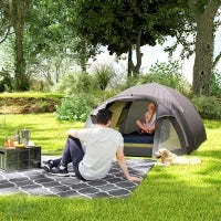 Tenda a Tunnel per 2-4 Persone con Finestre Laterali e Gancio, in Poliestere 190T e PE, 3.3x1.9x1.2 m, Nero