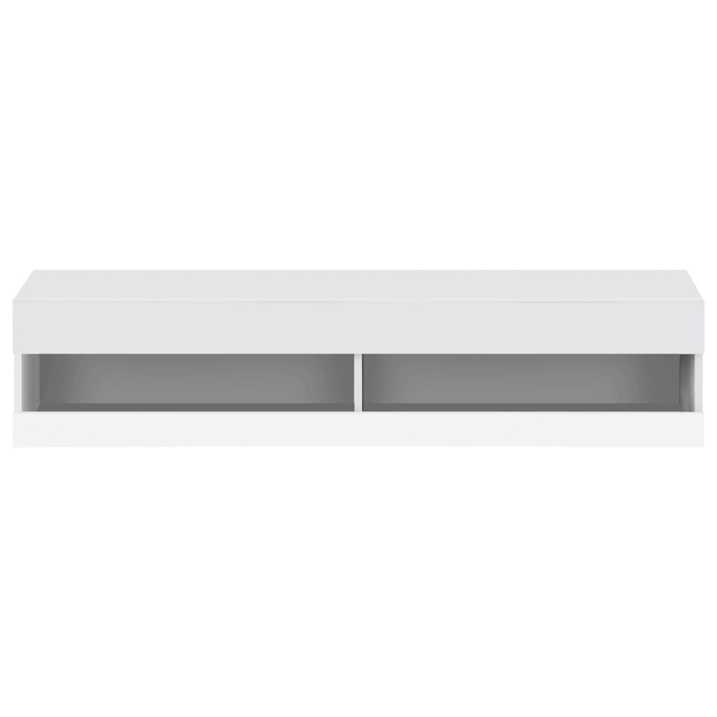 Mobile TV LED con 2 ante e nicchie portaoggetti per soggiorno, MDF, bianco, 140 × 40 × 30.5 cm