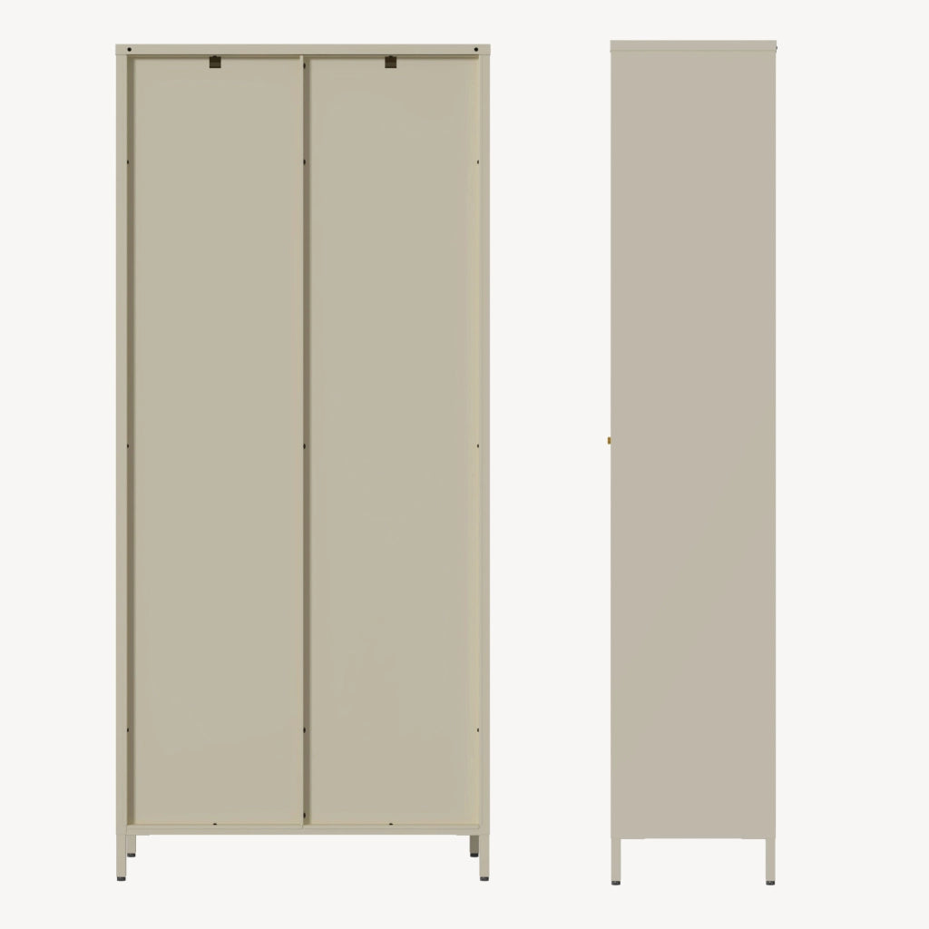 Armadio a Vetrata Säkylä con 4 Scomparti 180 x 80 x 35 cm in Acciaio - Color Cammello [en.casa]