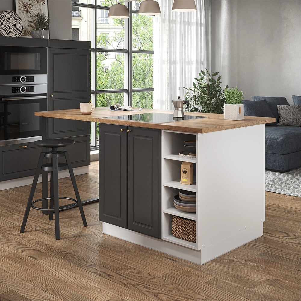 Isola cucina Fame-Line Antracite-oro/Bianco 90 cm senza piano di lavoro Vicco