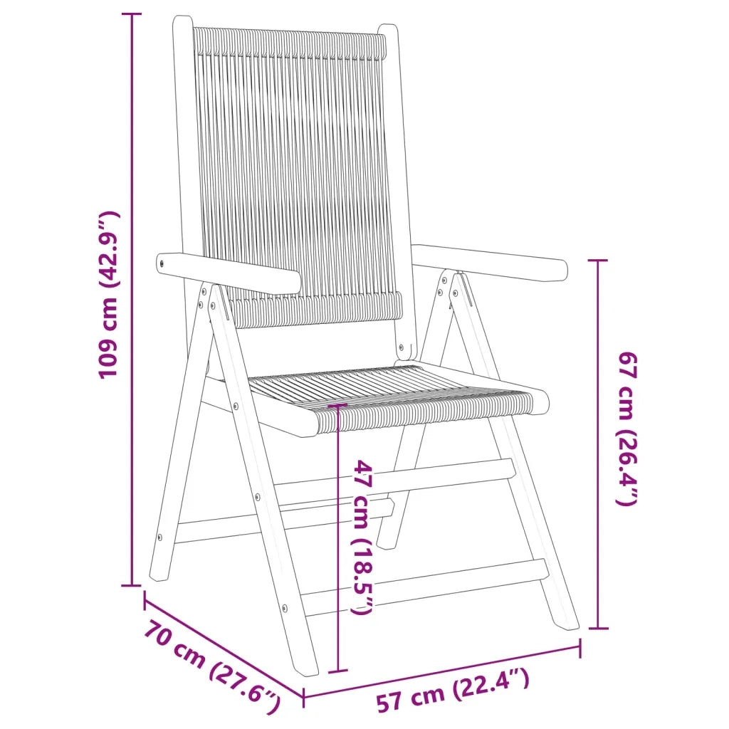 Sedie da Giardino Reclinabili 4pz Grigie Legno Massello Acacia 3214532