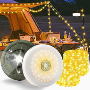 Luci da Campeggio a Stringa - 2 Stck - 10m/3.94in - Impermeabile - Portatile - Ripiegabile - USB - Luce Calda - Potenza - Luci da Fata - 5 Modalità di Illuminazione - Campeggio - Escursionismo - Decorazione